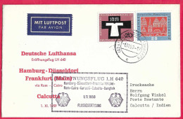 GERMANY - FIRST FLIGHT LUFTHANSA LH640 - FRANKFURT/ CALCUTTA *1.11.59* ON OFFICIAL COVER - Premiers Vols