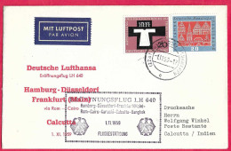 GERMANY - FIRST FLIGHT LUFTHANSA LH640 - FRANKFURT/ CALCUTTA *1.11.59* ON OFFICIAL COVER - First Flight Covers