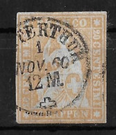 1854-1862 Helvetia (ungezähnt)  Einkreis Rundstempel WINTERTHUR 1.NOV.60   ►SBK-25B4.V / CHF 100.-  / Perfekter Schnitt◄ - Gebraucht