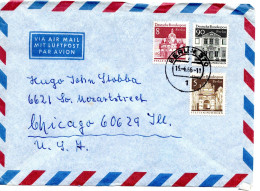 64901 - Berlin - 1966 - 90Pfg Gr Bauten MiF A LpBf BERLIN -> Chicago, IL (USA) - Storia Postale