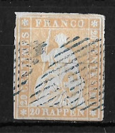 1854-1862 Helvetia (ungezähnt) Blaue Rauten Entwertung      ►SBK-25B1.II/III / CHF 280.-  / Guter Schnitt◄ - Gebraucht