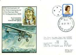 New Zealand 1978 Flight Cover RNZAF Base Wigram Plane Fokker  Royal New Zealand Air Force - Poste Aérienne