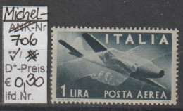 1945 - ITALIEN - SM (Flugpost) "Flugzeug Caproni.." 1 L Blaugrau - ** Postfrisch - S.Scan (it 706A) - Posta Aerea