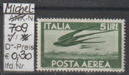 1945 - ITALIEN - SM (Flugpost) "Rauchschwalben" 5 L Dkl'grün - ** Postfrisch - S.Scan (it 709A) - Correo Aéreo