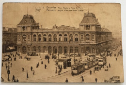 MAGNIFIQUE CPA - Bruxelles — Place Rogier Et Gare Du Nord - Chemins De Fer, Gares