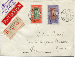 DAHOMEY LETTRE RECOMMANDEE PAR AVION DEPART COTONOU 23 JANV 33 DAHOMEY POUR LA FRANCE - Cartas & Documentos