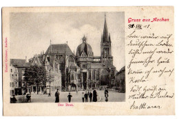 Allemagne--AACHEN--1901--- Gruss Aus Aachen..--Der Dom..(animée) .......cachet INGOLSTADT  .. .carte Précurseur... - Aken