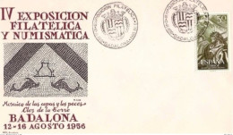 SPAGNA 12/16-8-1956  IV ESPOSIZIONE FILATELICA E NUMISMATICA DI BADALONA - Esposizioni Filateliche
