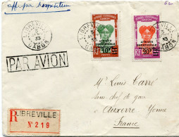 GABON LETTRE RECOMMANDEE PAR AVION DEPART LIBREVILLE 3 JANV 33 GABON POUR LA FRANCE - Brieven En Documenten