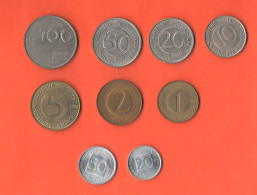 Slovenia 20 + 50 Stotinov + 1 + 2 + 5 + 10 + 20 + 50 + 100 Tolarjev Aluminum Nickel Brass Coins - Slovenia