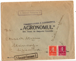 ROUMANIE OBLITERATION COMBINEE SUR LETTRE OLITEREE POUR STEIERDORF  DOUBLE CENSURE - Lettres 2ème Guerre Mondiale