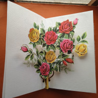 027, Carte à Système Pop-up, Bouquet De Fleurs Roses, KG - A Systèmes