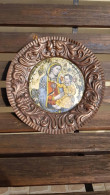 PIATTO  SOGGETTO RELIGIOSO VINTAGE DI RAME SMALTATO 25 CM - Rame