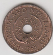 Rhodesia & Nyasaland One Penny 1958 FDC Unc. - Rhodesia