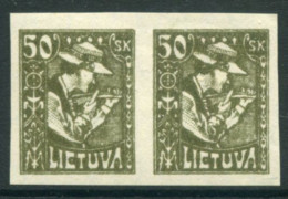 LITHUANIA 1921-22 Definitive   50 Sk Imperforate Pair MNH / **. Michel 92U - Lithuania