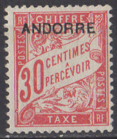 ANDORRE - Timbre Taxe 1931 30c - Ongebruikt