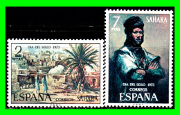 ESPAÑA COLONIAS ESPAÑOLAS ( SAHARA ESPAÑOL AFRICA ) SERIE DE SELLOS AÑO 1973 -  PINTURAS NUEVOS - - Sahara Español