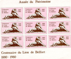 Année Du Patrimoine - Centenaire Du Lion De Belfort - 1880-1890 - Bloc De 9 Vignettes - Bmoques & Cuadernillos