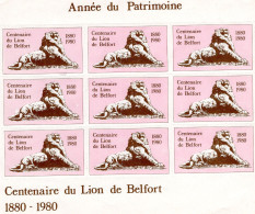 Année Du Patrimoine - Centenaire Du Lion De Belfort - 1880-1890 - Bloc De 9 Vignettes - Blokken & Postzegelboekjes