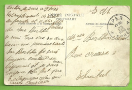 Kaart YPRES CASERNE D'INFANTERIE Stempel YPER/ YPRES Op 22/08/1914 (Offensief W.O.I) (zie Tekst) (K2533 - Niet-bezet Gebied