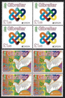 GIBRALTAR - EUROPA-CEPT 2023 -"PEACE -THE HIGHEST VALUE Of HUMANITY".- TWO BLOCKS Of 4 STAMPS MINT - N - 2023