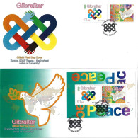 GIBRALTAR - EUROPA-CEPT 2023 -"PEACE -THE HIGHEST VALUE Of HUMANITY".-  FDC Of The SET + FDC Of The SOUVENIR SHEET - 2023