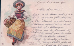Costumes Suisses Thurgovie Et Panier De Pommes, Litho (23.3.1903) - Sonstige & Ohne Zuordnung