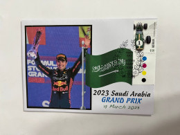 (4 P 17) Formula One - 2023 Saudi Arabia Grand Prix - Winner Sergio Pérez (19 March 2023) With RACE-CAR Stamp - Autres & Non Classés