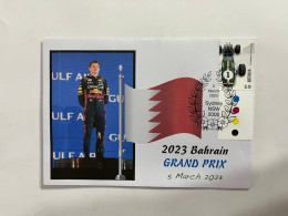 (4 P 17) Formula One - 2023 Bahrain Grand Prix - Winner Max Verstappen (5 March 2023) With RACE-CAR Stamp - Autres & Non Classés