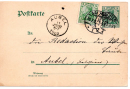 64929 - Deutsches Reich - 1903 - 5Pfg Germania GAKte M ZusFrankatur (Mgl) AACHEN -> AUBEL (Belgien) - Brieven En Documenten