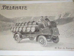 ANCIENNE PUBLICITE 10 RUE DES BANQUIER PARIS CAMION DELAHAYE 1914 - Voitures