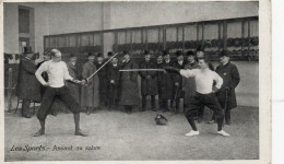 2 C P A  ANIMEES  ASSAUT AU SABRE  ET LA CHASSE  PUBLICITE CHICOREE EXTRA LEROUX - Fencing