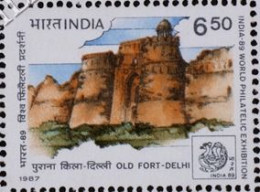 INDIA 1989  World Philatelic Exhibition'89, OLD FORT DELHI MNH As Per Scan - Châteaux