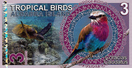 Aldabra Islands 3 Dollars 2017 TROPICAL BIRDS UNC - Fictifs & Spécimens