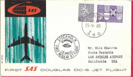 FINLAND - FIRST DOUGLAS DC-8 FLIGHT FROM TURKU TO LOS ANGELE *25.V.1960* ON OFFICIAL COVER - Cartas & Documentos