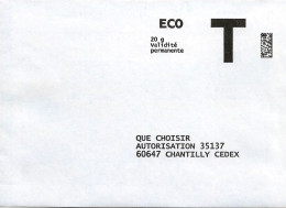 Lettre T, Que Choisir, Eco 20gr - Kaarten/Brieven Antwoorden T