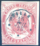 France TELEGRAPHE N°1 TAD ORAN 16.7.1877, Cote 170€ - (F2801) - Telegrafi E Telefoni