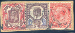 Grande Bretagne N°113, 116 Et 140 Oblitéré Sur Fragment - (F2804) - Used Stamps