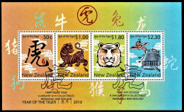 New Zealand 2010 Year Of The Tiger Minisheet Used - Gebraucht