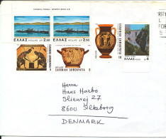 Greece Cover Sent To Denmark With A Lot Of Stamps - Briefe U. Dokumente