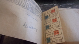 WWI CARNET DE SUCRE ANNEE 1917 GUERRE 1914/18 COMMUNE TAMPON MAIRIE CLERMONT PUY DOME - 1914-18