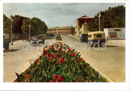Tashkent - Hamza Street - Bus - Old Postcard - 1957 - Uzbekistan USSR - Unused - Ouzbékistan