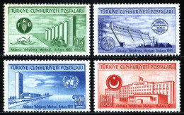 Türkiye 1952 Mi 1305A-1308A UN Mediterranean Economic Instruction Center (F.A.O.) FAO, Agriculture, Dam, UNO - Used Stamps