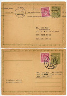 Czechoslovakia 1936-37 2 Uprated 50h. Coat Of Arms Postal Cards; Prague To New York City, U.S. - Postcards