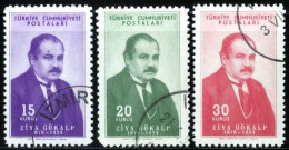 Türkiye 1954 Mi 1398-1400 Ziya Gökalp (1876-1924), Philosopher, Sociologist - Usati