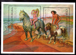 República Checa Hoja Bloque Nº Yvert 47 ** CABALLOS (HORSES) - Blocks & Sheetlets