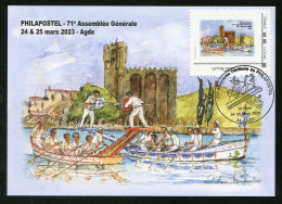 FRANCE (2023) Carte Maximum Card MTAM Assemblée Générale Philapostel Cap D'Agde - Joutes, Cathédrale Saint-Étienne - 2020-…