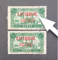 FRENCH OCCUPATION IN SYRIA LATTAQUIE 1940 STAMPS OF SYRIE DE 1930 IN OVERPRINT CAT YVERT N 6 ERROR E LONG - Gebraucht