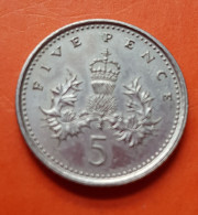Pièce Monnaie GRANDE BRETAGNE  - 5 FIVE PENCE - Elizabeth II - 1992 - 5 Pence & 5 New Pence