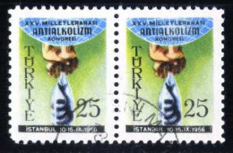 Türkiye 1956 Mi 1486 [Pair] International Anti-Alcoholism Congress | Hands Holding Bottled Serpent - Usati